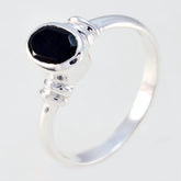 Meera Black Solitaire Ring with Elegant Silver Band